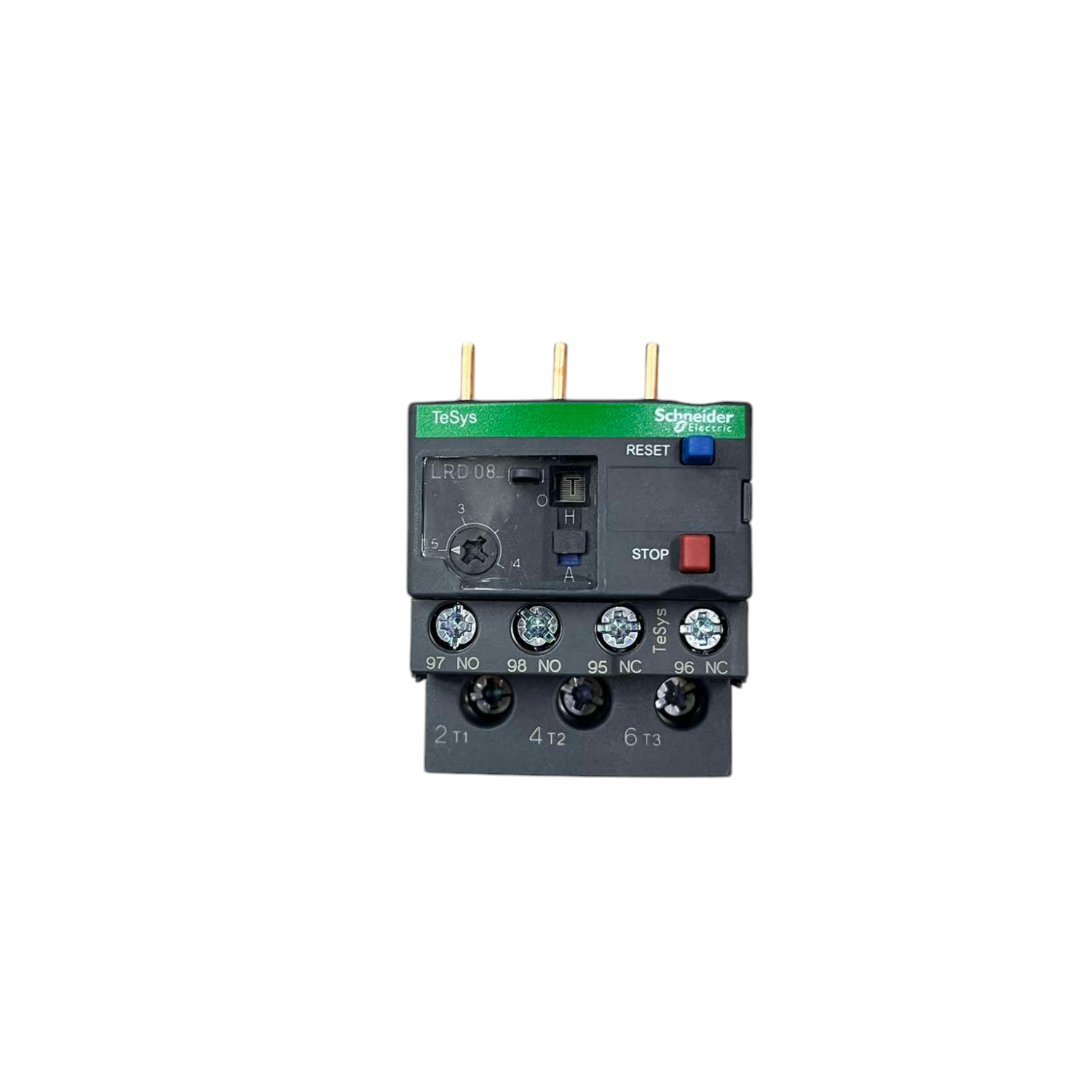 LRD08 Overload Relay 4A Schneider with reset button and adjustable settings for motor protection