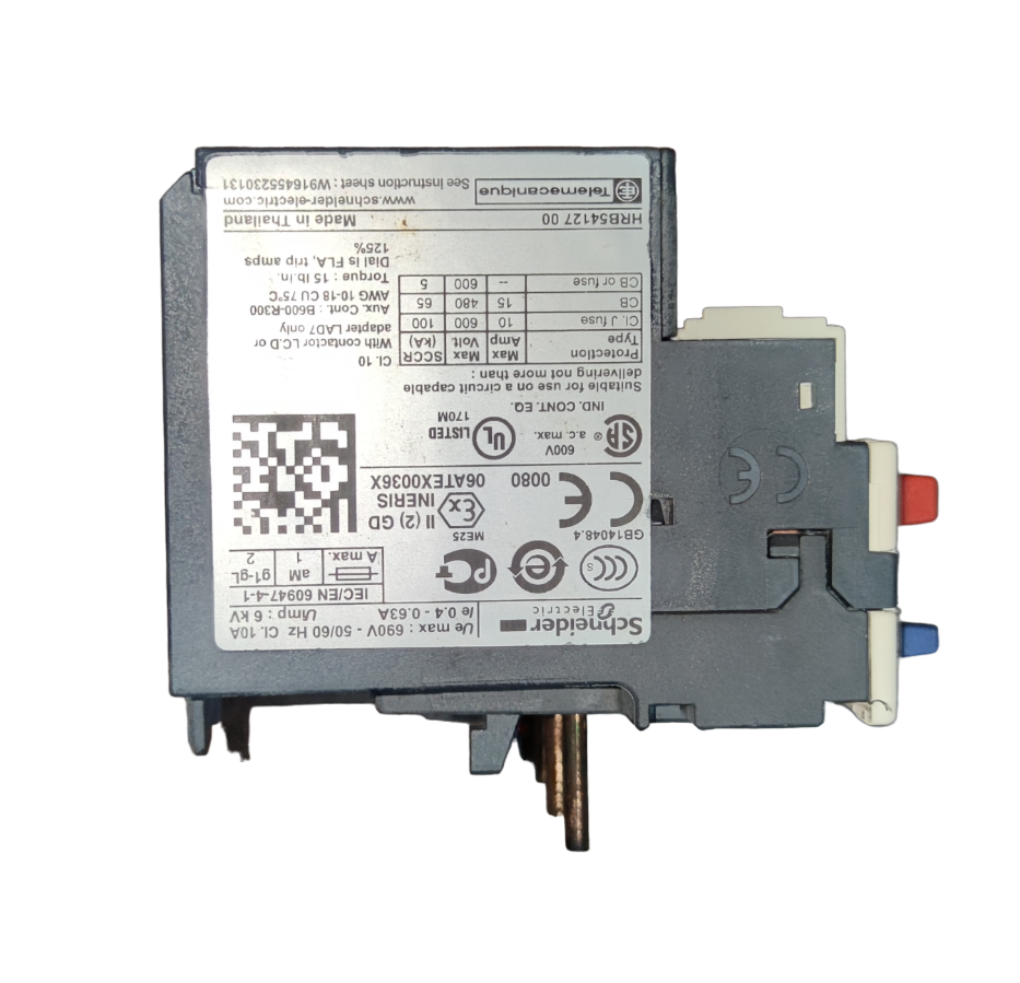 Schneider Overload Relay LRD04 with connection terminals and technical specifications