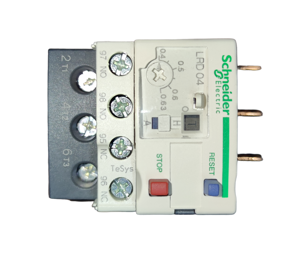 Schneider Electric Overload Relay LRD04 with adjustable settings and reset button for electrical protection