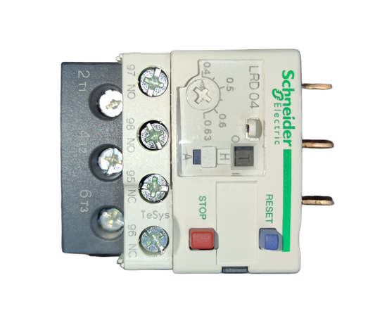 Schneider Electric Overload Relay LRD04 with adjustable settings and reset button for electrical protection