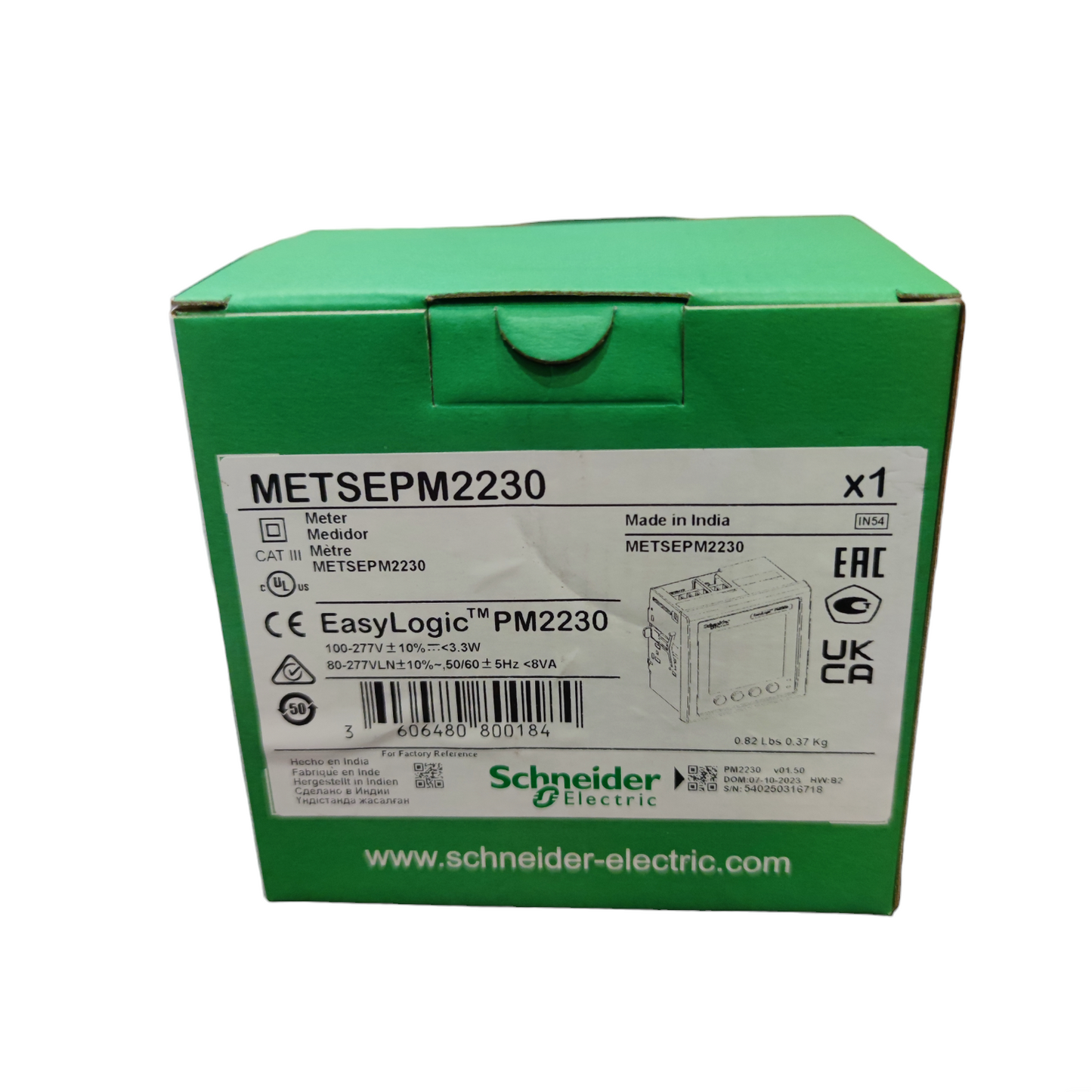 Schneider Power Meter PM2230 Easy Logic green box packaging for electrical trade tools and testers