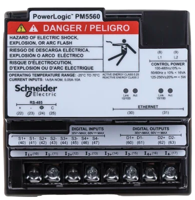 Schneider PowerLogic PM5560 digital meter with input and output connections for electrical testing