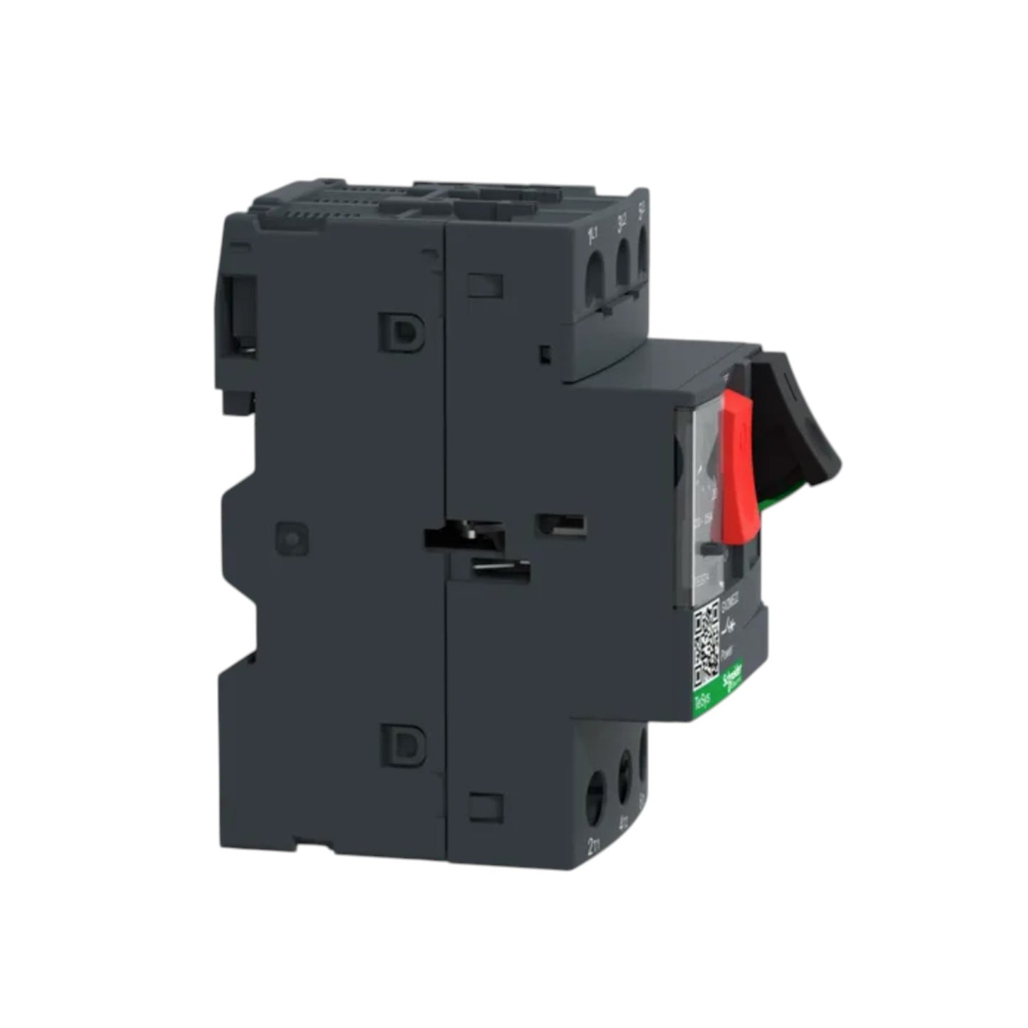 Schneider TeSys 3 Phase 20A-25A Max 690V compact motor protection breaker module with red black toggle switch