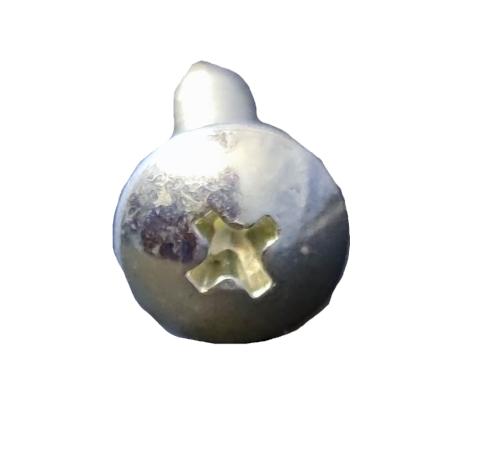 1x2 cm Phillips screw pack showing a close-up of a silver screw with a crosshead design