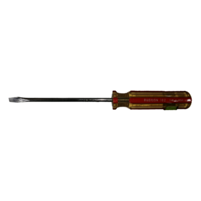 Screw Driver Made in Japan Rubicon with a red handle and a shiny steel shaft for effective use