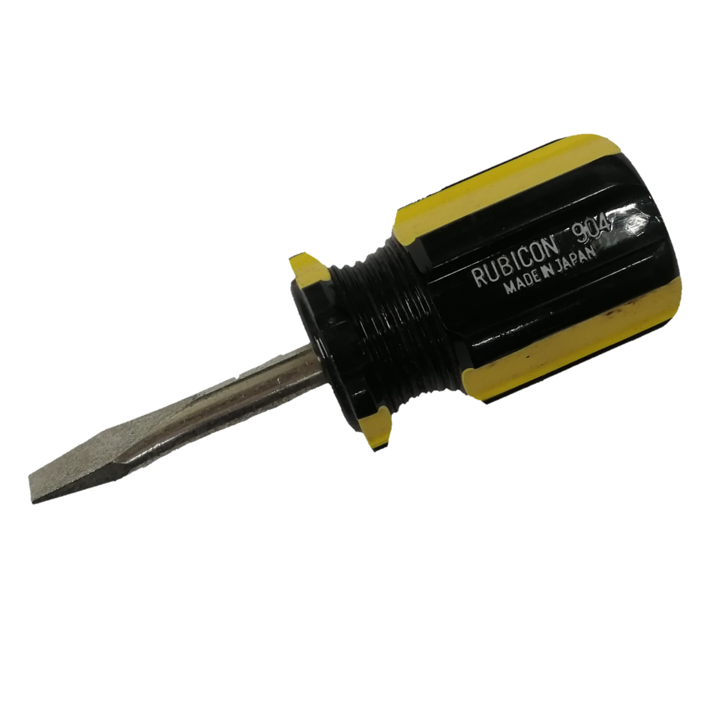 Rubicon Screw Driver Made in Japan with a yellow and black handle for precision tasks