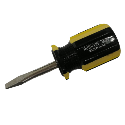 Rubicon Screw Driver Made in Japan with a yellow and black handle for precision tasks
