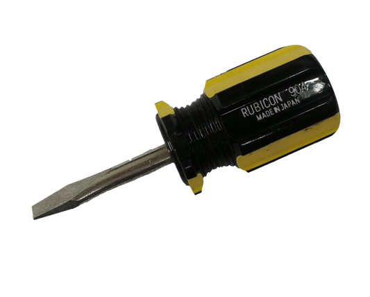 Rubicon Screw Driver Made in Japan with a yellow and black handle for precision tasks
