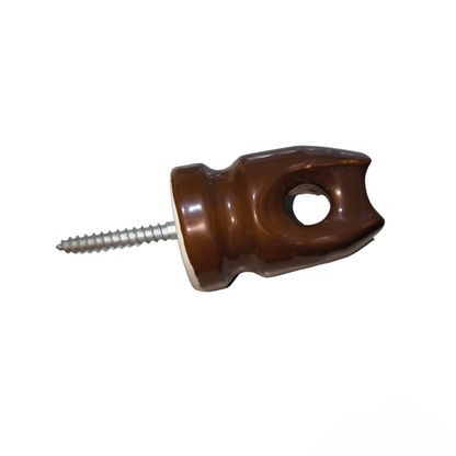 Brown cable management Screw Insulator XL with metal screw for secure wire insulation