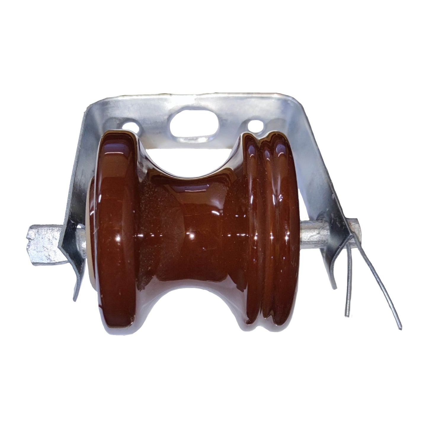 Local secondary rack 1 wire insulator made of durable material with metal mounting bracket