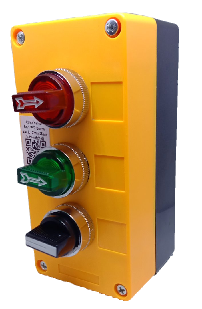Auspicious yellow Selector Switch with Box featuring red, green, and black control switches