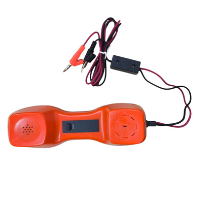 Senter Telephone Line Teste orange handset with alligator clip leads for telephone line testing