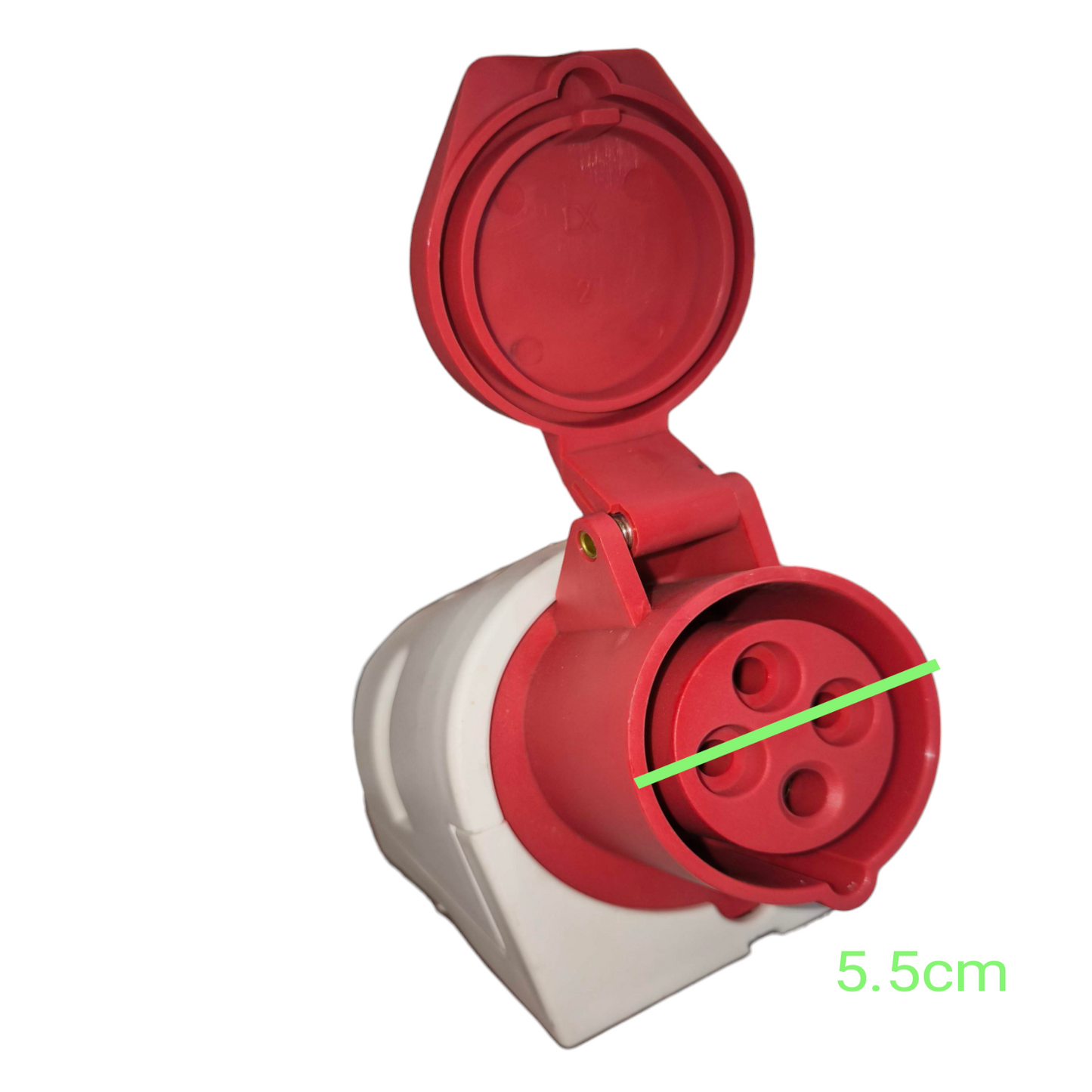 Sassin Industrial Outlet 380V Wall Type angled red and white IP44 wall mounted three pin power socket
