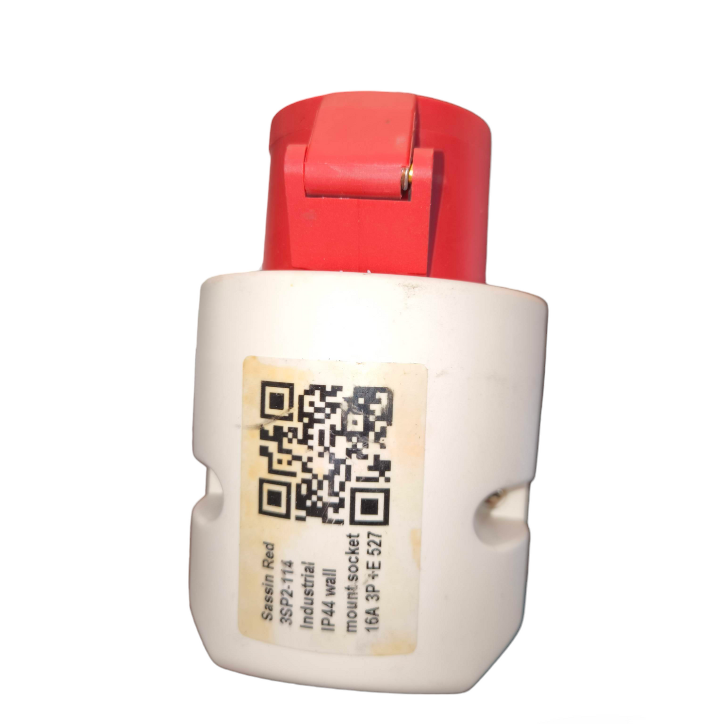 Sassin Industrial Outlet 380V Wall Type red flip cover wall mounted socket with white body and QR label