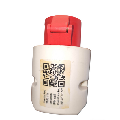 Sassin Industrial Outlet 380V Wall Type red flip cover wall mounted socket with white body and QR label