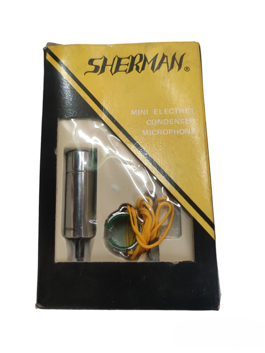 Sherman Lapel Microphone mini electret condenser microphone with yellow wire in black and yellow packaging