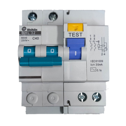 Shihlin 40A Residual Circuit Breaker with test button and blue switch for electrical safety