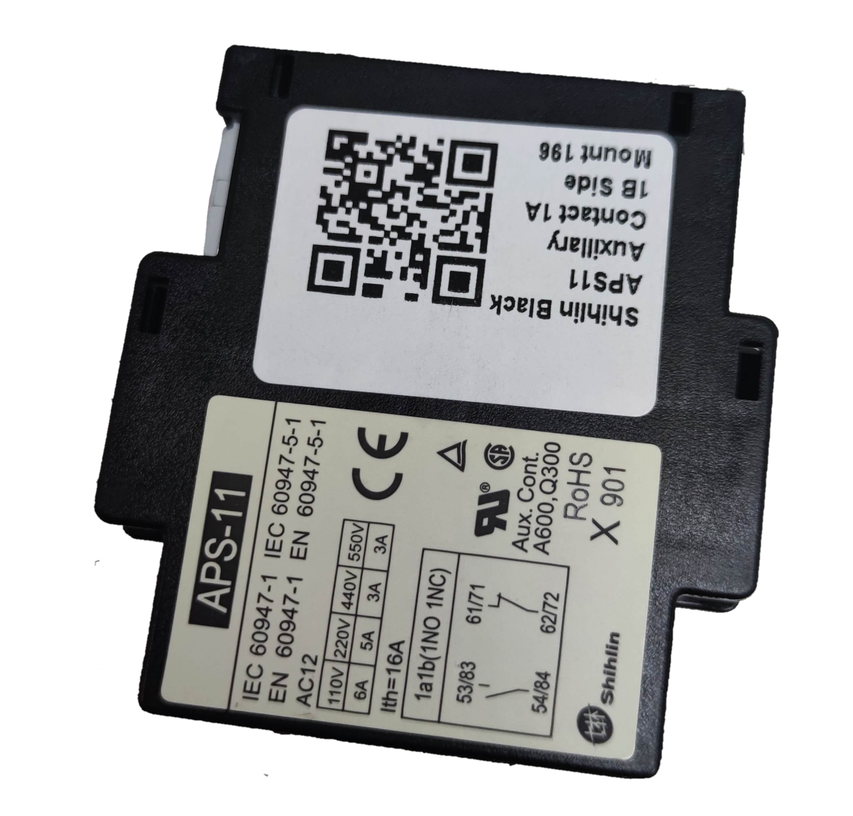 Shihlin Auxiliary Contact 1NO-1NC electrical component with detailed technical specifications label