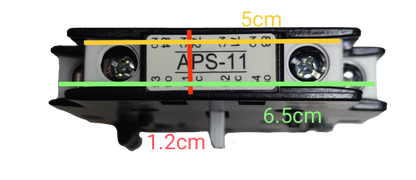 Shihlin Auxiliary Contact 1NO-1NC electrical component with side view showing mounting dimensions