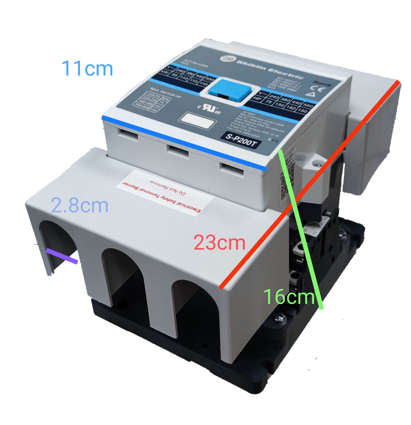 Shihlin Magnetic Contactor 200A 220V with dimensions for power points switches and plugs