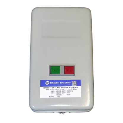 Shihlin Magnetic Starter 28A 10 HP 3 Phase 220V with on and off buttons in white casing