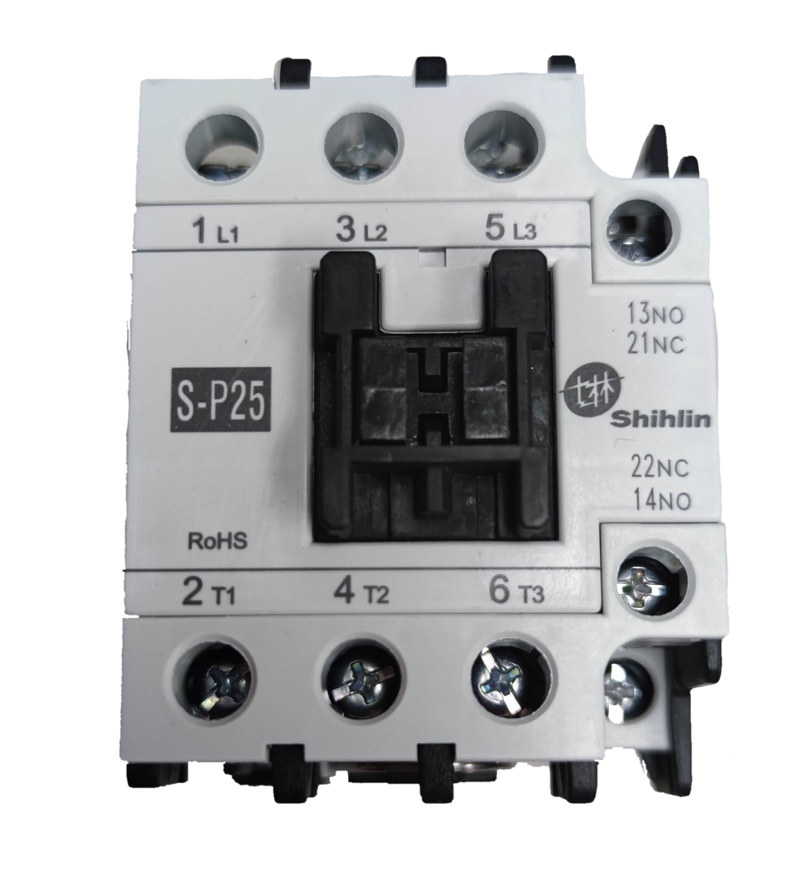 Shihlin Magnetic Contactor 25A 220V electrical circuitry part with labeled terminals and white casing