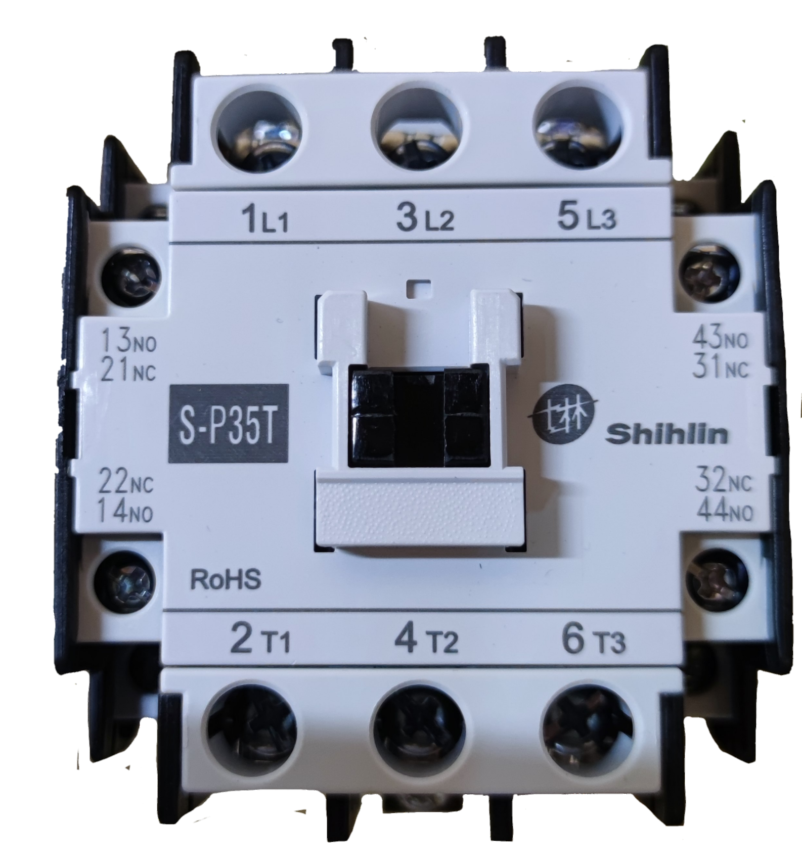 Shihlin Magnetic Contactor 35A 220V electrical circuitry component with labeled terminals and white casing