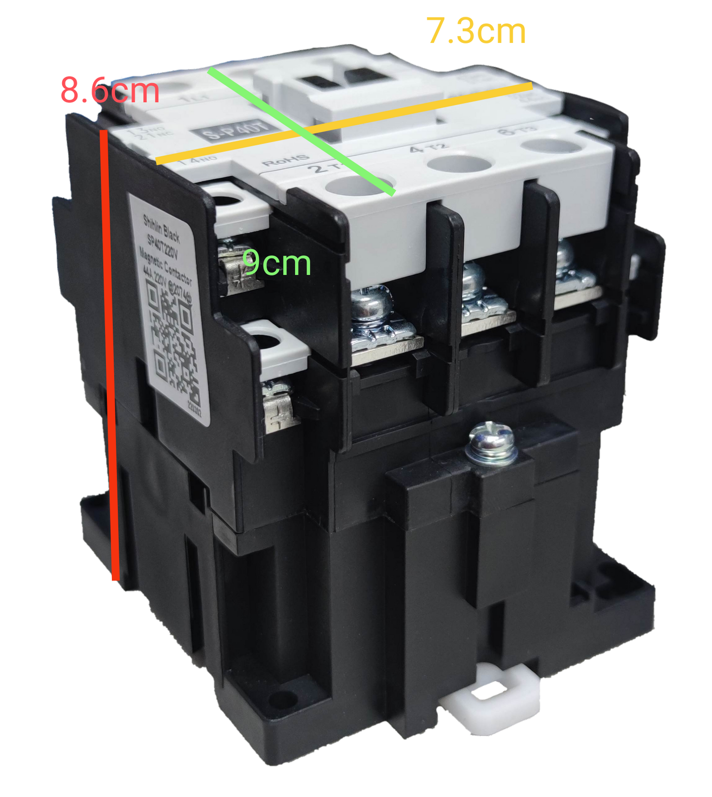 Shihlin Magnetic Contactor 40A 220V with black and white casing and visible connection terminals
