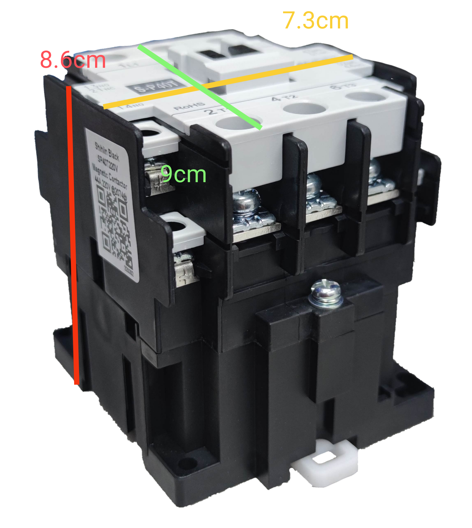 Shihlin Magnetic Contactor 40A 220V with black and white casing and visible connection terminals
