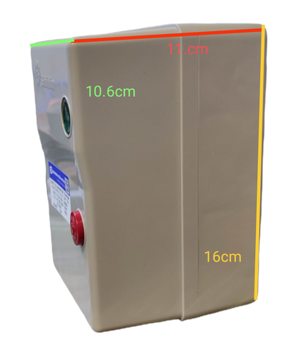 Shihlin magnetic starter 21A 3 phase with a compact design and measurement labels for easy reference