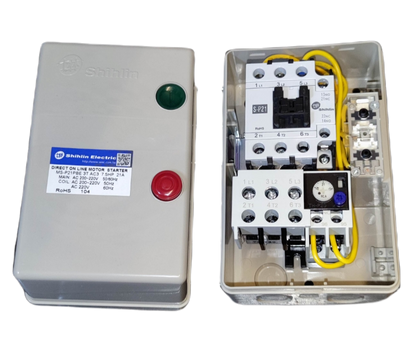 Shihlin magnetic starter 21A 3 phase with control buttons and internal wiring for motor applications