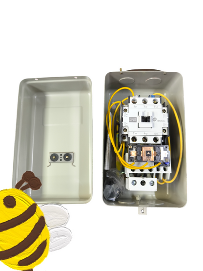 Shihlin Magnetic Starter 40A 15HP 220V power switch with yellow wiring inside a gray protective casing