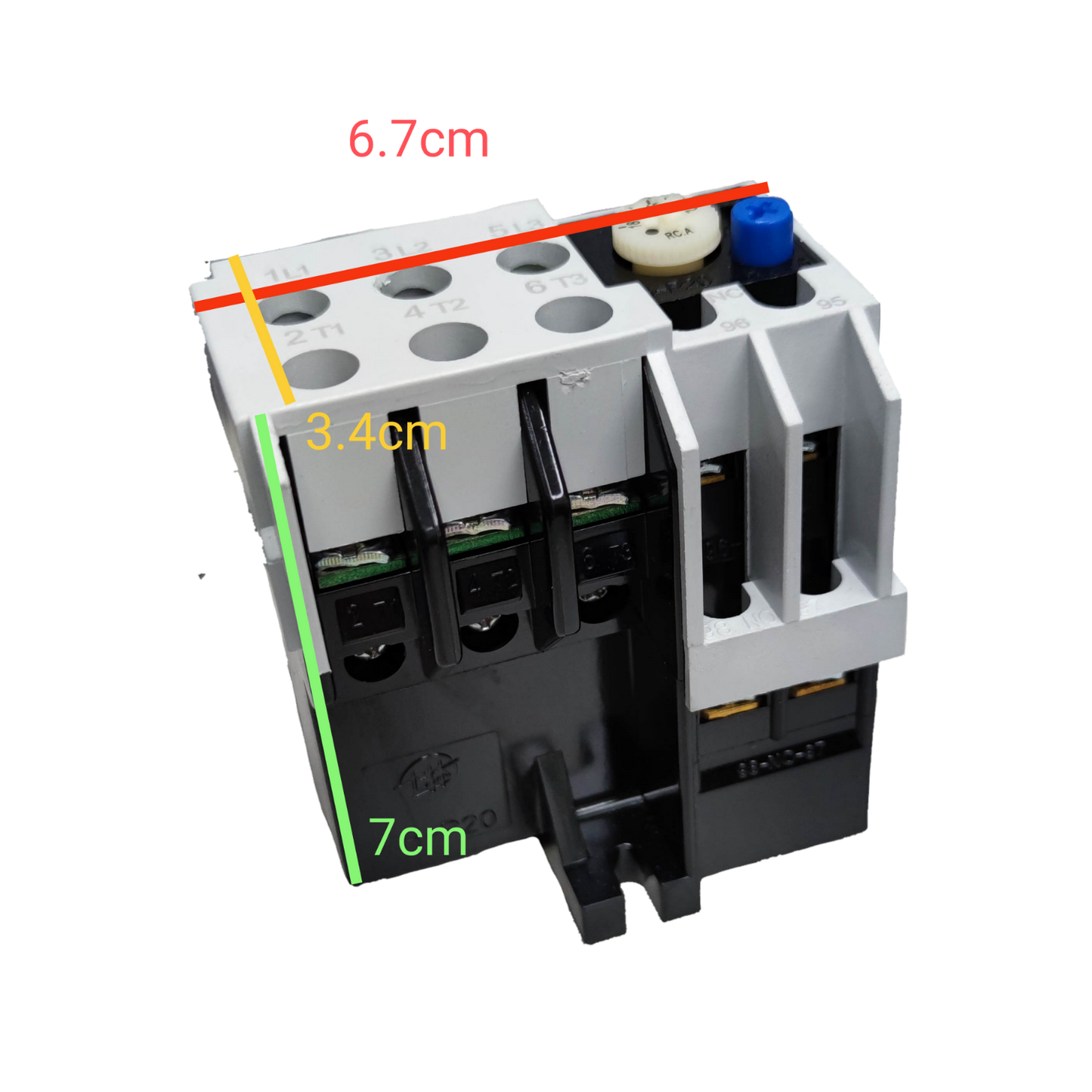Close-up of Shihlin Overload Relay 15A electrical component with black and white casing