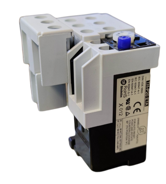 Shihlin Overload Relay 40A electrical component with white and black casing and blue adjustment knob