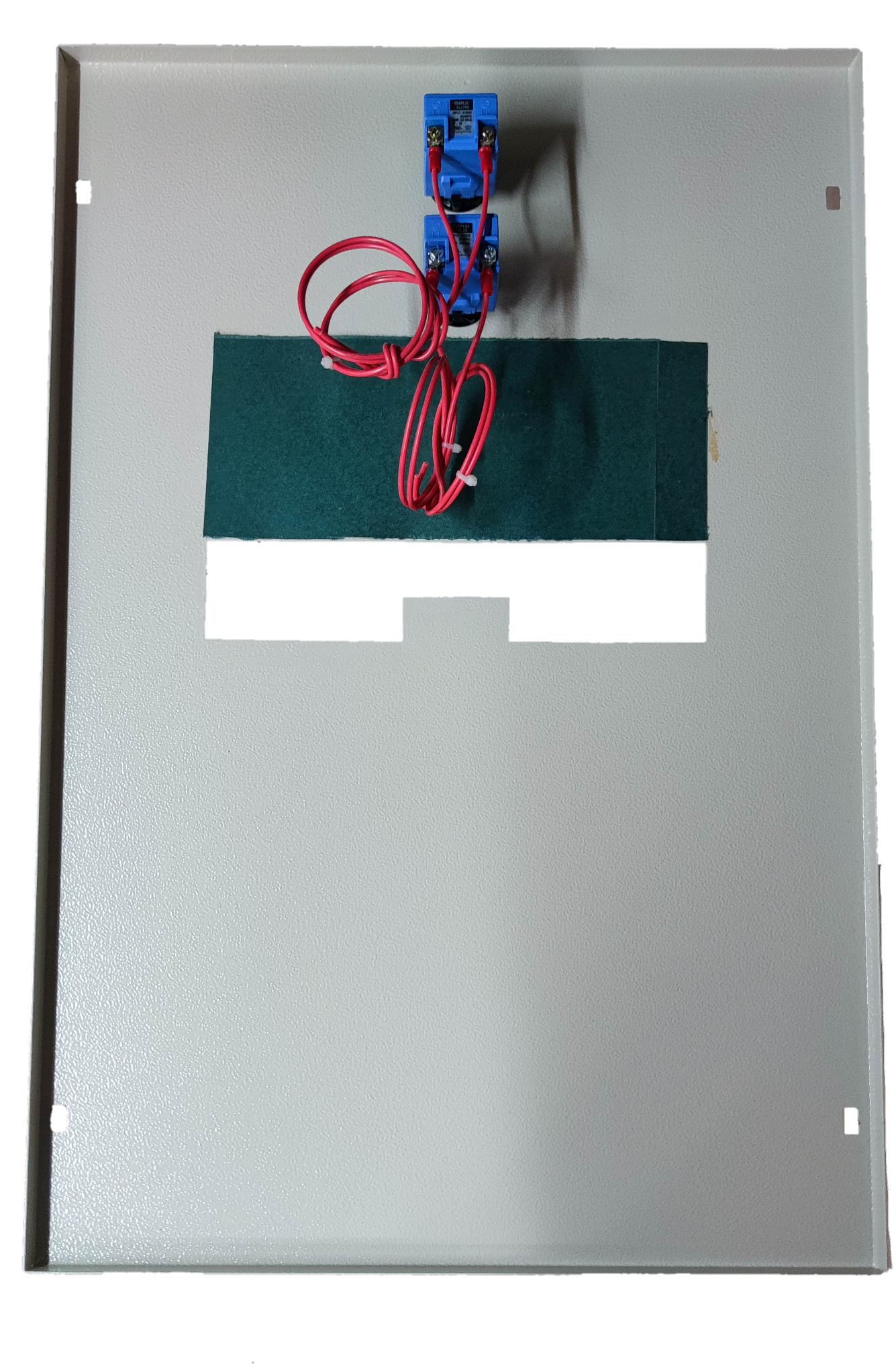 Shihlin 200A MTS 2 Pole Single Pole electrical circuitry part with connected red wires on metal panel