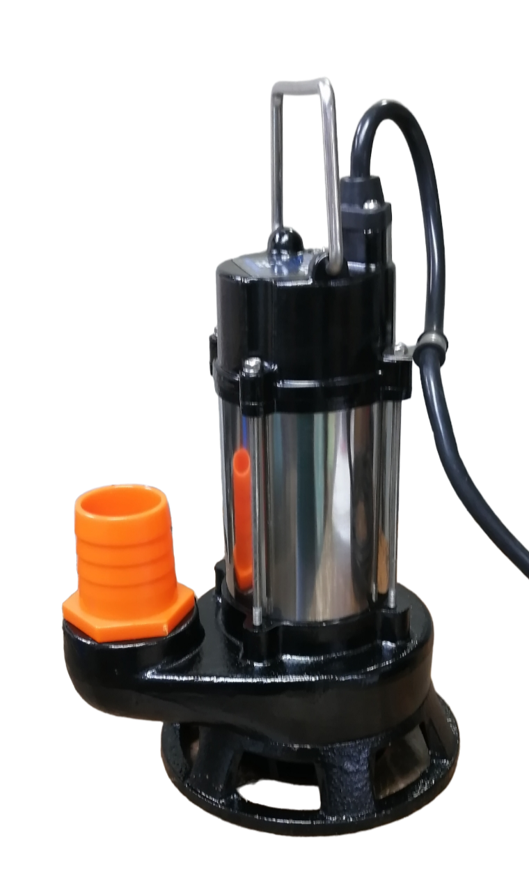 Showfou Taiwan Sewage Submersible Pump 220V with stainless steel body and orange outlet fitting