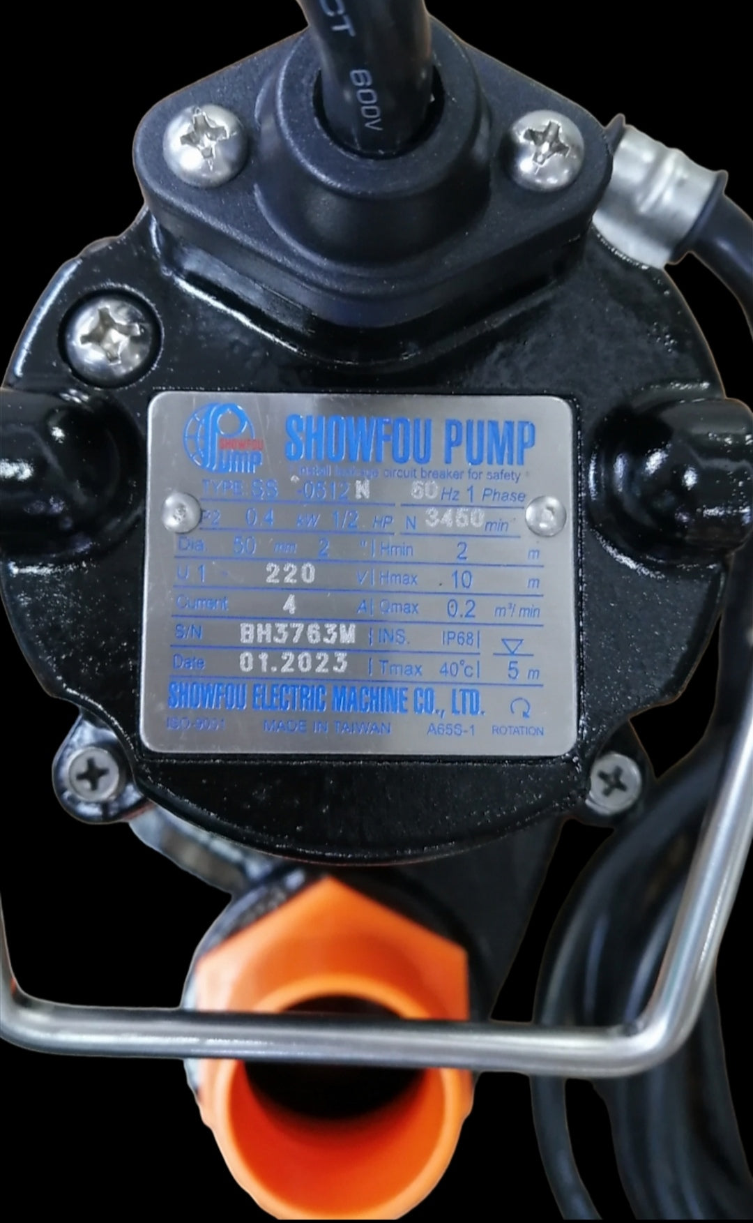 Showfou Taiwan Sewage Submersible Pump 220V with metal label and black body for water pumping