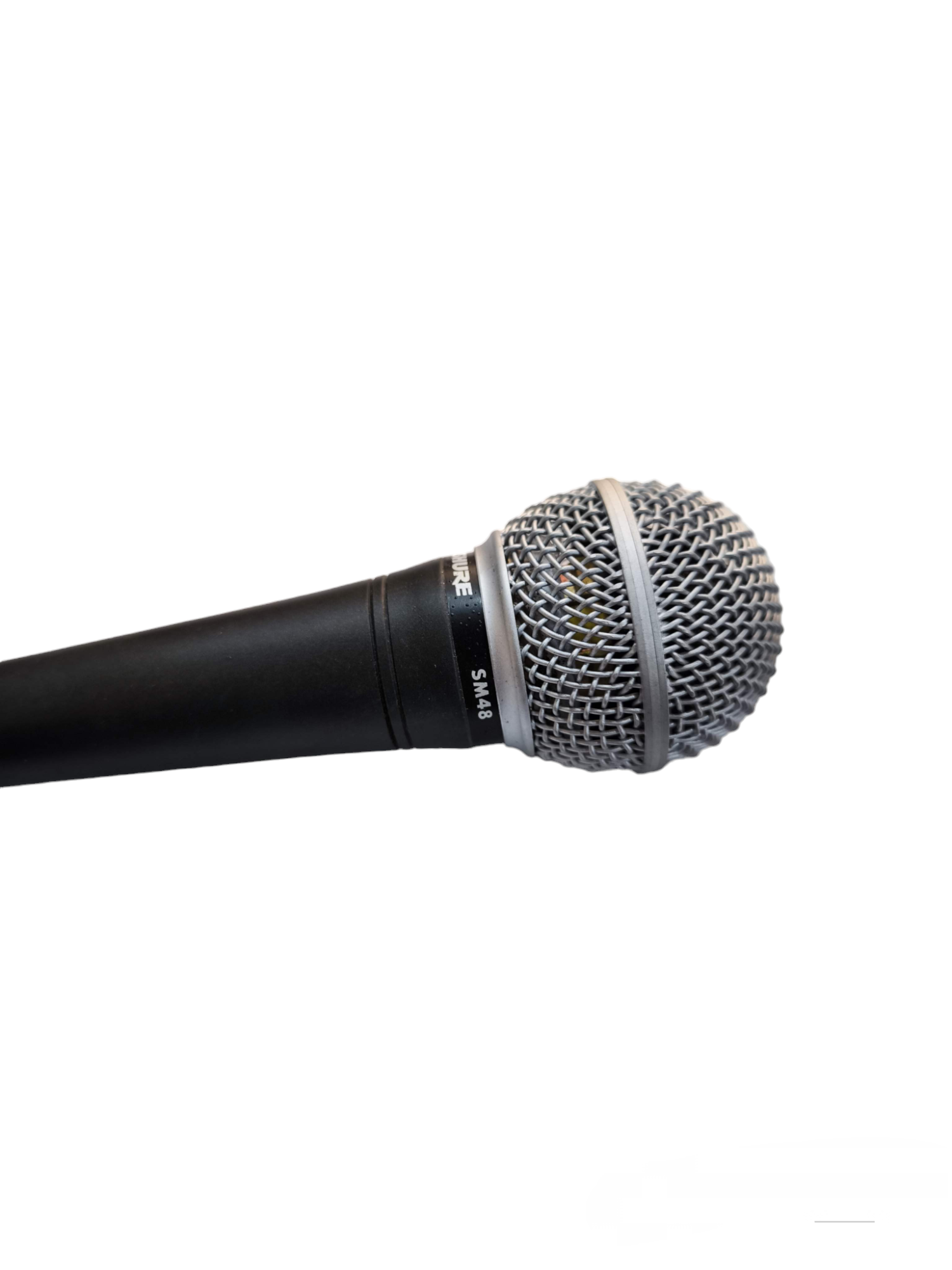 Shure Microphone Condenser with black handle and silver grille for clear audio capture