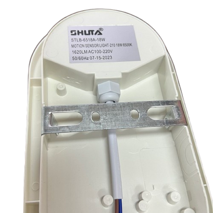 Shuta 18W Motion Sensor LED Light Oval white base with wiring and metal mounting bracket