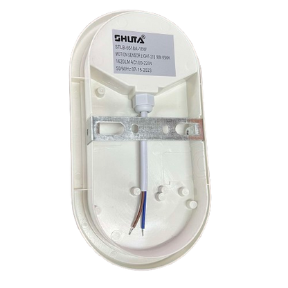 Shuta 18W Motion Sensor LED Light Oval back view showing wiring and mounting bracket