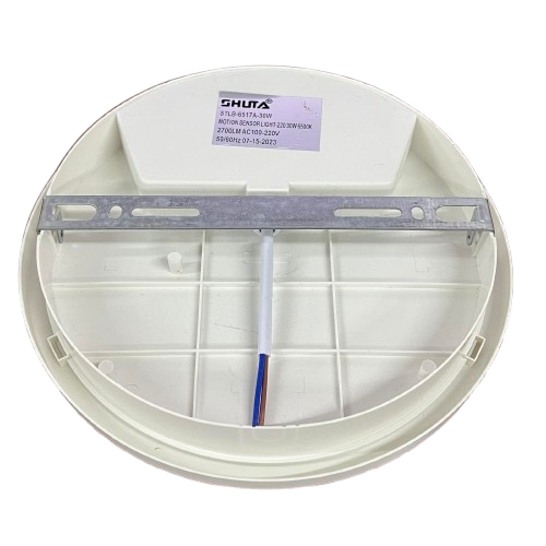 Shuta 30W MOTION SENSOR LED LIGHT round white base with wire and metal mounting bracket