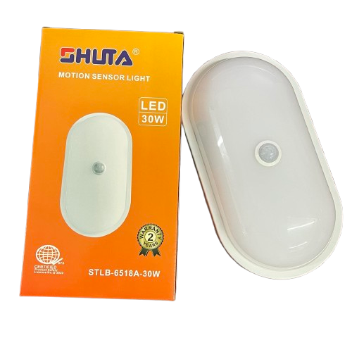 Shuta 30W MOTION SENSOR LED LIGHT OVAL with white oval design and motion sensor on front