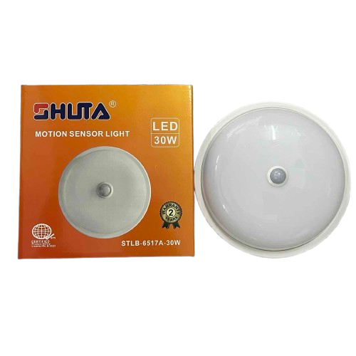 Shuta 30W MOTION SENSOR LED LIGHT with round white sensor light and orange packaging