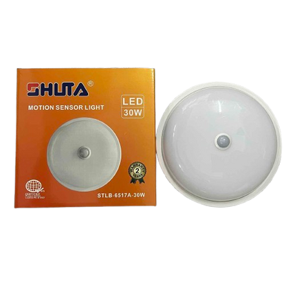 Shuta 30W MOTION SENSOR LED LIGHT with round white sensor light and orange packaging