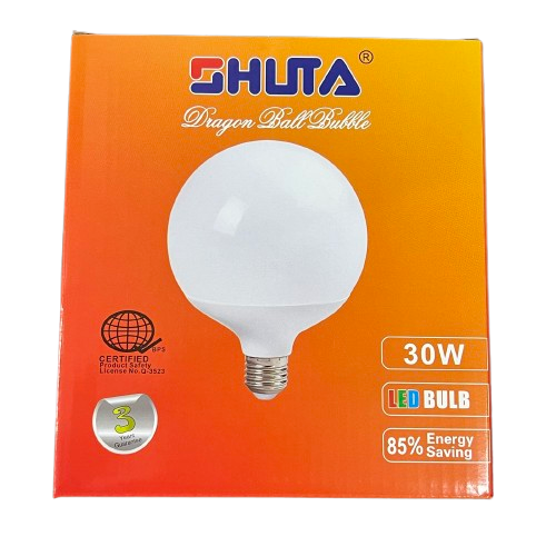 Shuta Globe LED Bulb E27 30W 180-265V with frosted globe design and energy saving features
