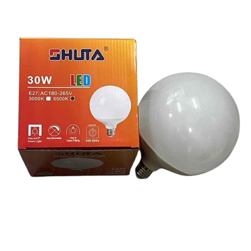 Shuta Globe LED Bulb E27 30W 180-265V with frosted round design and energy-saving features