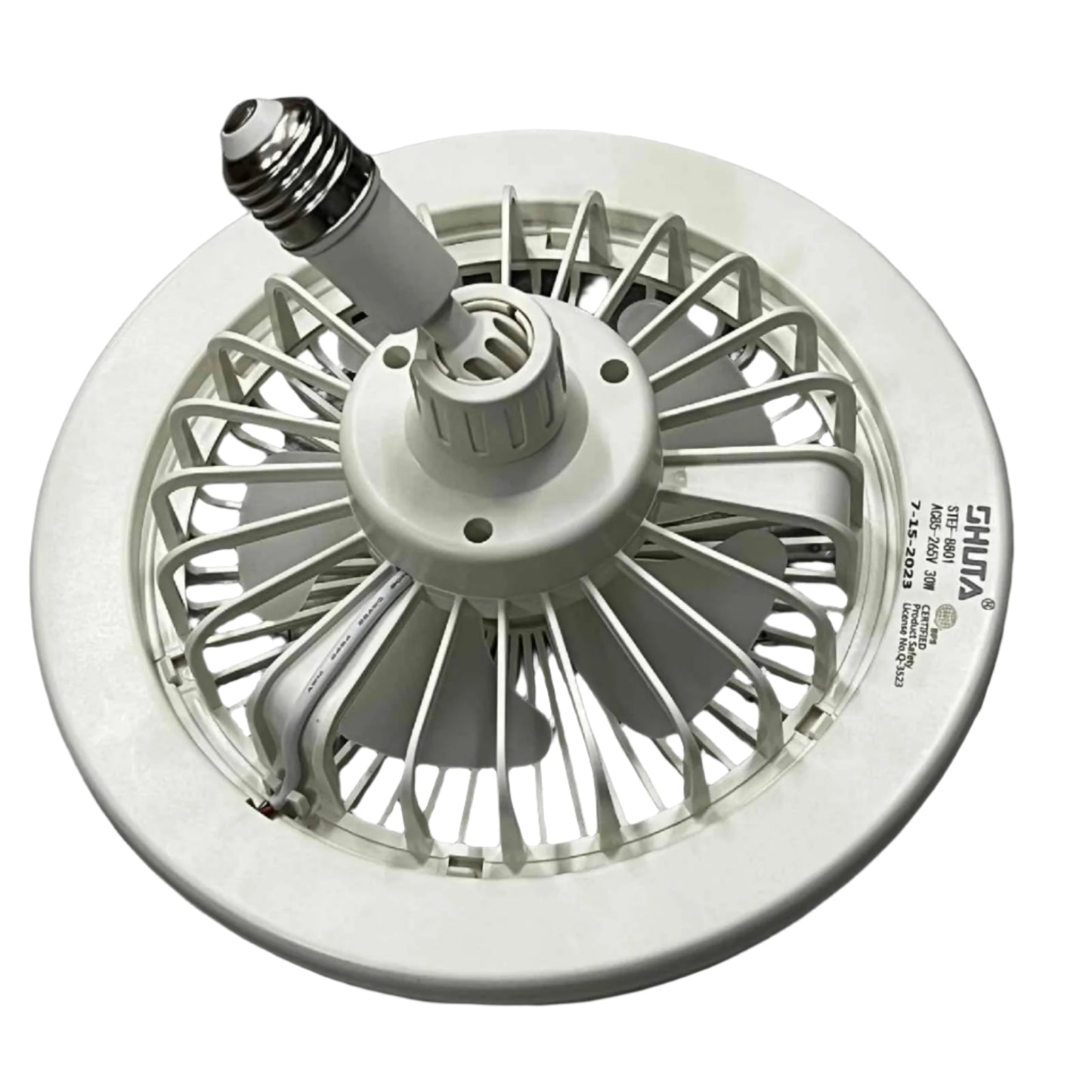 Shuta LED Light with Fan and Fragrance Scent in white with circular design and fan blades