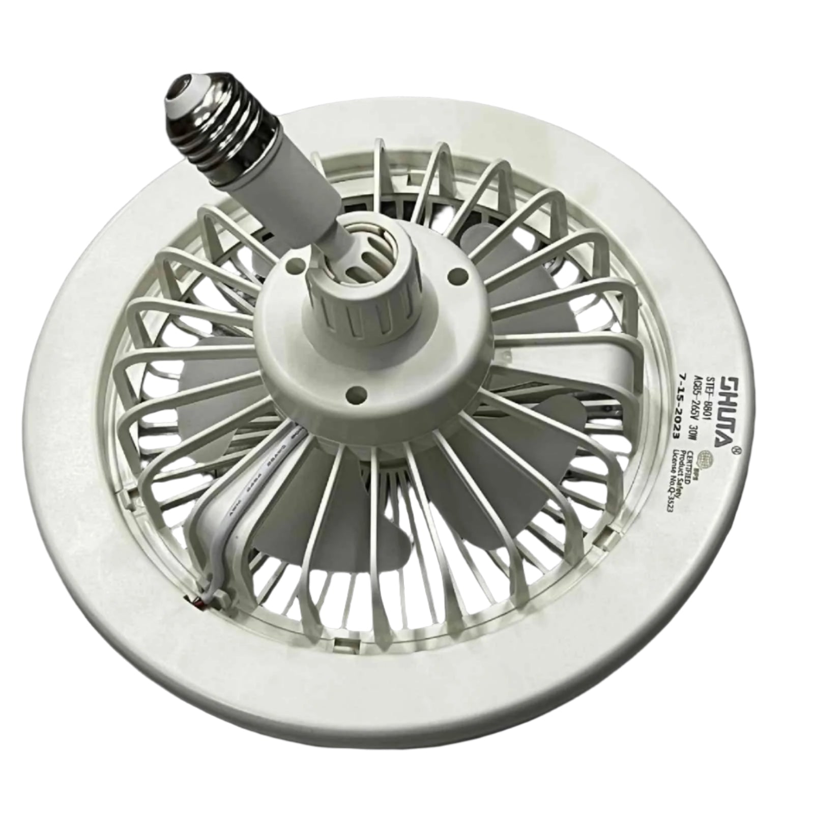 Shuta LED Light with Fan and Fragrance Scent in white with circular design and fan blades