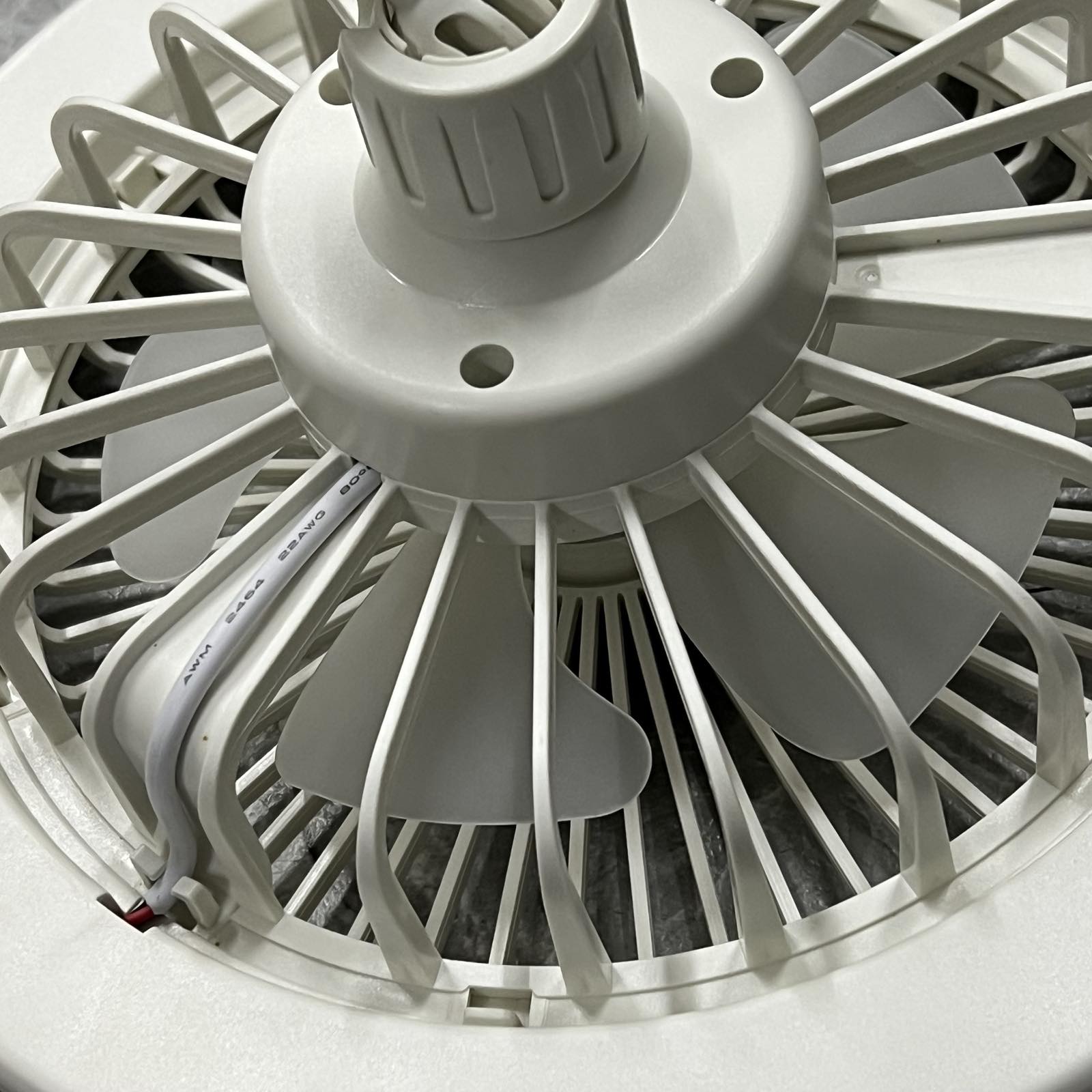 Close-up view of Shuta LED Light with Fan and Fragrance Scent showing fan blades and protective casing