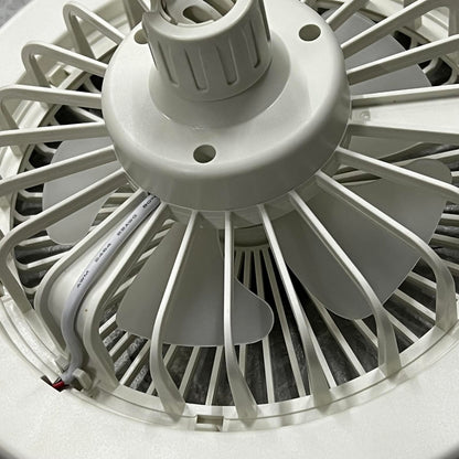 Close-up view of Shuta LED Light with Fan and Fragrance Scent showing fan blades and protective casing
